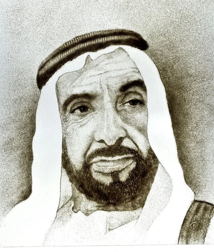 Sand portrait of Sheikh Zayed