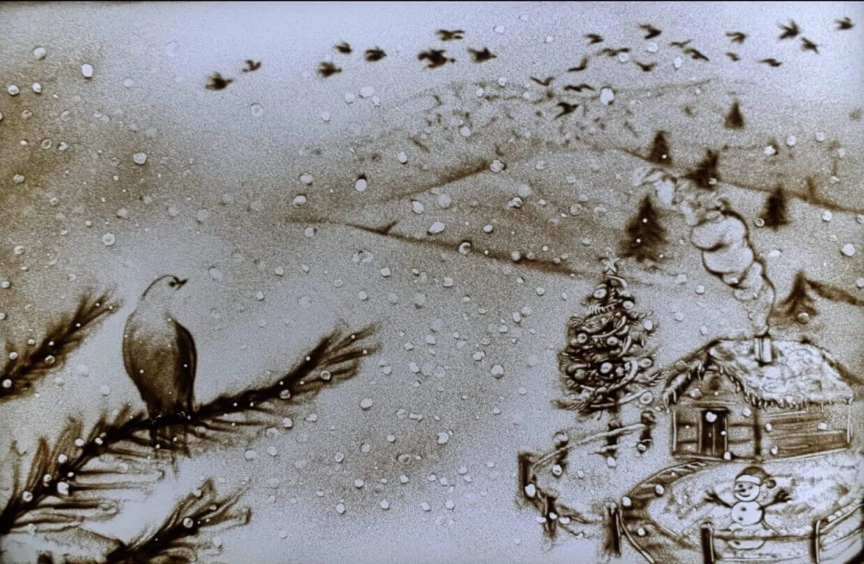 Winter landscape in sand